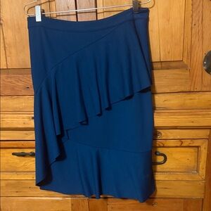 Garnet Hill Deep Navy Asymmetrical Ruffle Skirt